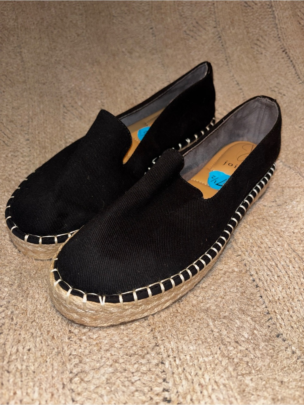 Joie Cara Black Canvas Espadrille Slip On Flats Size 7.5 NWT